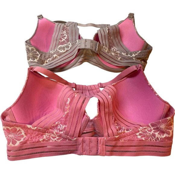 Set of 2 Victoria's Secret PINK Women's 36D Lightly Lined Lace Racerback Bra - Picture 2 of 4